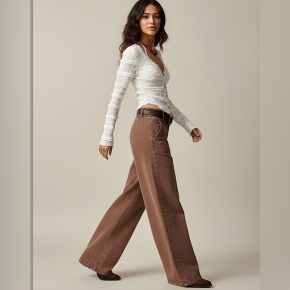 Boho Ruched Lace Asymmetrical Hem Blouse Beige - Picture 4 of 12